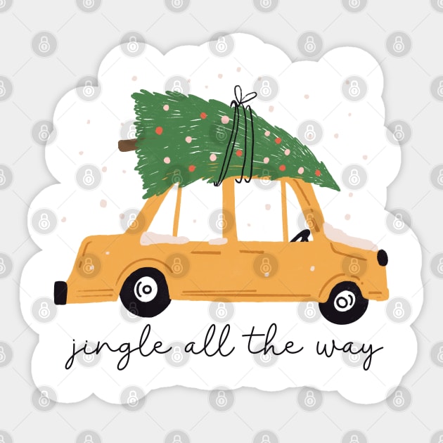 Hand Drawn Christmas Tree Car Funny Sticker by Culnaneandreas.Fashion